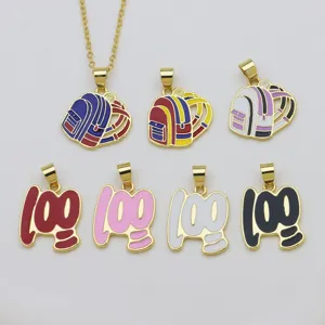 Conjunto de dijes de mochila esmaltada y número 100 para joyería estudiantil colorida.