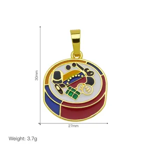 Gold plated enamel drum pendant stylish colorful jewelry charm accessory 30x27mm new