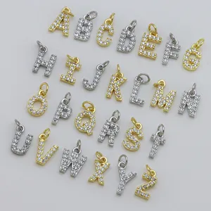 Koper Zirconia Initial Letter Hanger Zonder Ketting Tweekleurig Verguld DIY Ketting Sieraden Maken Voor Vrouwen