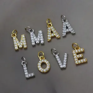 Tweekleurig vergulde zirkoon alfabet letter bedels DIY ketting hangers sieraden accessoires