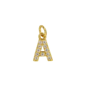 Gouden Zirkonia Letter A Hanger Bedel voor DIY Ketting Sieraden Maak Accessoires