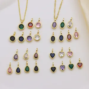 Niche Persoonlijkheid 18K Verguld Koper Zirconia Hart Ovaal Rond Traan Hanger Zonder Ketting Voor Vrouwen DIY Sieraden
