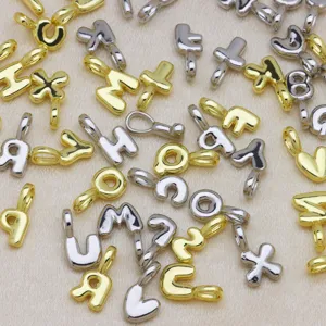 DIY ciondoli lettere alfabeto in metallo ciondoli per creazione gioielli oro argento.