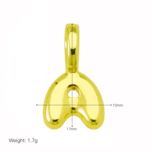 Ciondolo collana lettera A gonfia dorata stile hip-hop accessorio di gioielleria moda.