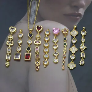 Mode Kupfer 18K Vergoldet Zirkonia Anhänger Bunt Herz Wassertropfen Anhänger Halskette Schmuck Für Damen Boutique Schmuck