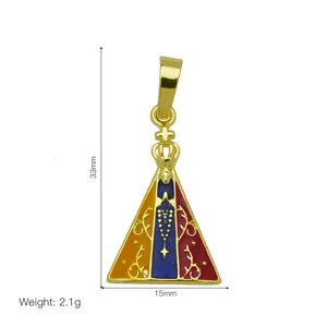 Gold-plated enamel pendant religious design colorful oil drop charm 33x15mm jewelry accessory