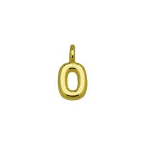 Ciondolo lettera alfabeto gonfio dorato vista dettagliata per accessori collana fai da te.