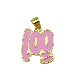 Colgante collar número 100 esmalte rosa chapado en oro accesorios de moda diaria para estudiantes.