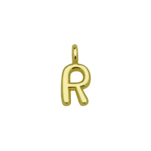 Dettaglio pendente lettera R in oro, grazioso ciondolo iniziale stile palloncino per collane.