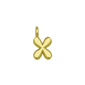 Ciondolo lettera X a palloncino dorato per collana, dettaglio charm iniziale 3D lucido.