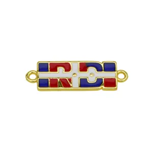 Dominican Republic flag enamel metal connector charm for DIY handmade bracelet jewelry making.