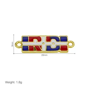 Enamel Dominican Republic flag charm metal bracelet connector DIY jewelry accessory detail view.
