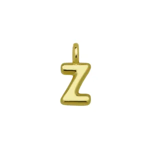 Ciondolo Lettera Z in Oro Charm Alfabeto Gonfio DIY Collana Gioiello Vista di Dettaglio