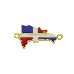 Dominican Republic map enamel charm gold plated DIY bracelet jewelry accessory component
