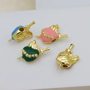 Heart dagger enamel pendant charms gold plated DIY jewelry making accessories for necklaces.