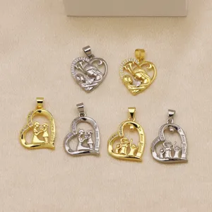 Ciondolo cuore festa della mamma collana accessorio, colore oro e argento, amore famiglia.