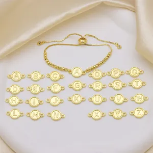 Ciondolo Iniziale in Rame Personalizzato Charm Alfabeto Rilievo 3D Per Creazione Gioielli DIY Braccialetto Piastra a Mano Lettera Solo Ciondolo Oro Galvanizzato