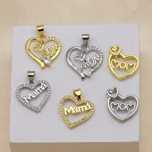 Ciondolo cuore mamma collana accessorio, oro argento metallo strass regalo festa della mamma.
