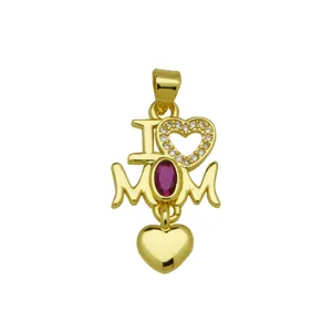 18K Gold Plated Hollow Heart I MOM Pendant Necklace Mother's Day Gift Jewelry Accessory