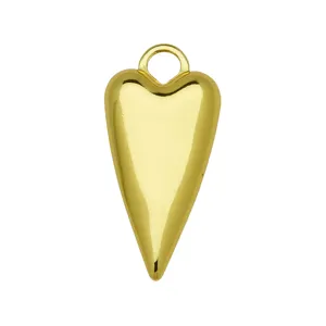 Ciondolo a cuore gonfio placcato in oro superficie liscia lucida accessorio per gioielli