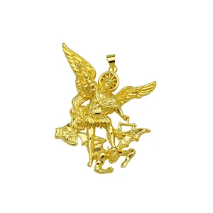 Gold Archangel Michael Pendant Saint Michael Necklace Religious Jewelry Gift Mens Womens