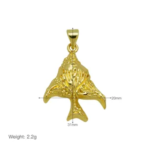 Detailed size view of gold-plated conch pendant with 31mm and 20mm measurements