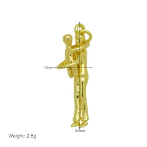 Gold plated embracing figures couple pendant necklace fashion jewelry accessory item