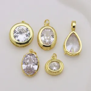 18k vergoldeter kupfer zirkonia anhänger halskette schmuck komponenten großhandel set details