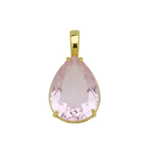 Wunderschöner tropfenförmiger rosa Zirkonia vergoldeter Anhänger für Damen Halsschmuck.