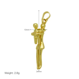 Gold plated mother and child hug pendant necklace, smooth finish 34mm jewelry accessory.