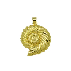 Exquisite gold-plated nautilus shell pendant, chic summer beach ocean style jewelry item.