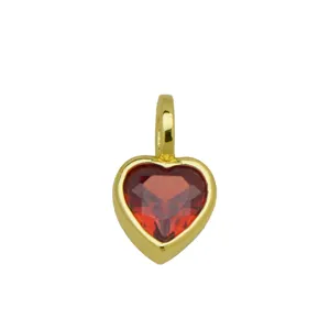 Prachtige vergulde koperen rode zirkonia hart hanger ketting detailweergave mooi