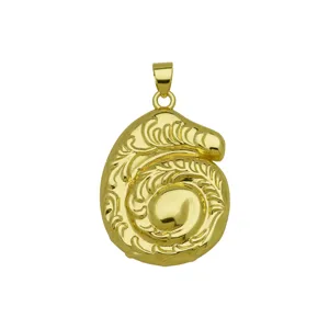 Golden spiral conch shell pendant necklace beach jewelry nautical accessory gift