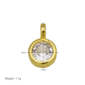 Minimalistische ronde zirkonia 18k verguld koperen hanger ketting sieraden accessoire.