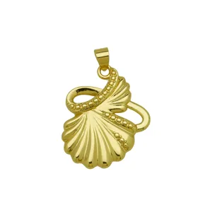 Gold seashell pendant for summer beach ocean style necklace jewelry accessory detail shot
