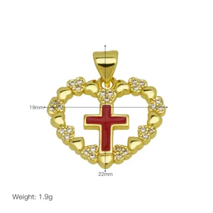 Detailansicht Goldherz-Kreuzanhänger, Größe 19mm x 22mm, Gewicht 1,9g