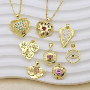 Hohl Herz Böser Blick Anhänger Ohne Kette 18 Karat Vergoldet Kupfer Bunt Zirkonia Halskette Anhänger Für Damen Schmuck Geschenk