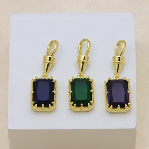 Exquisite gold plated square colored zircon pendant necklace jewelry accessories wholesale.
