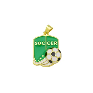 Soccer theme metal enamel pendant necklace sports style jewelry accessory for women men