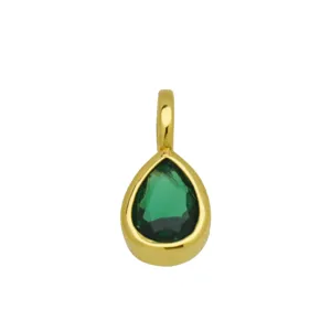 Detail druppel zirkonia hanger groen, 18k verguld koperen halsketting accessoire.