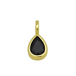 Minimalistische vergulde druppel hanger ketting met prachtige zwarte zirkonia.