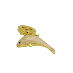 Ciondolo delfino in smalto dorato charm accessorio di gioielleria fai da te collane.