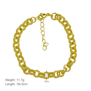 Chunky gold link bracelet for women, 18K gold plated thick chain jewelry stylish accessory