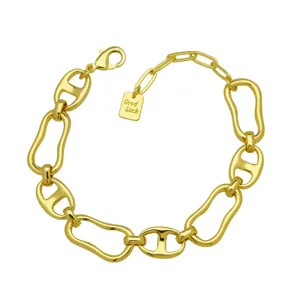 Gold plated chunky anchor chain bracelet for women fashion jewelry accessory style