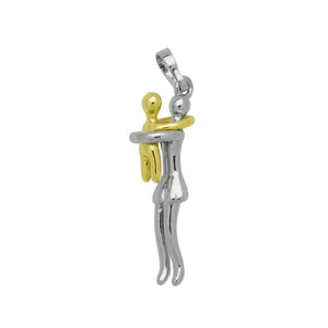 Elegant two-tone hugging mother and child pendant necklace accessory for women gift