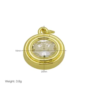 Vergoldeter Zirkonia Anhänger Detailansicht, 16x20mm Größe und 3.8g Gewicht Spezifikation