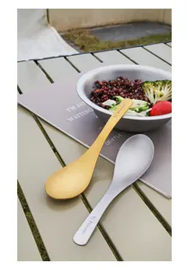 Juego de cucharas de acero inoxidable con titanio, vajilla de exterior portátil para acampar.
