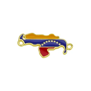Gold plated enamel Venezuela map jewelry connector charm for DIY bracelets and stylish accessories.