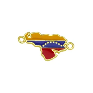 Venezuela map metal enamel charm connector for custom DIY bracelet and jewelry making parts.