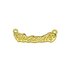 Gold metal Venezuela charm connector for custom DIY bracelets fashion jewelry making details.